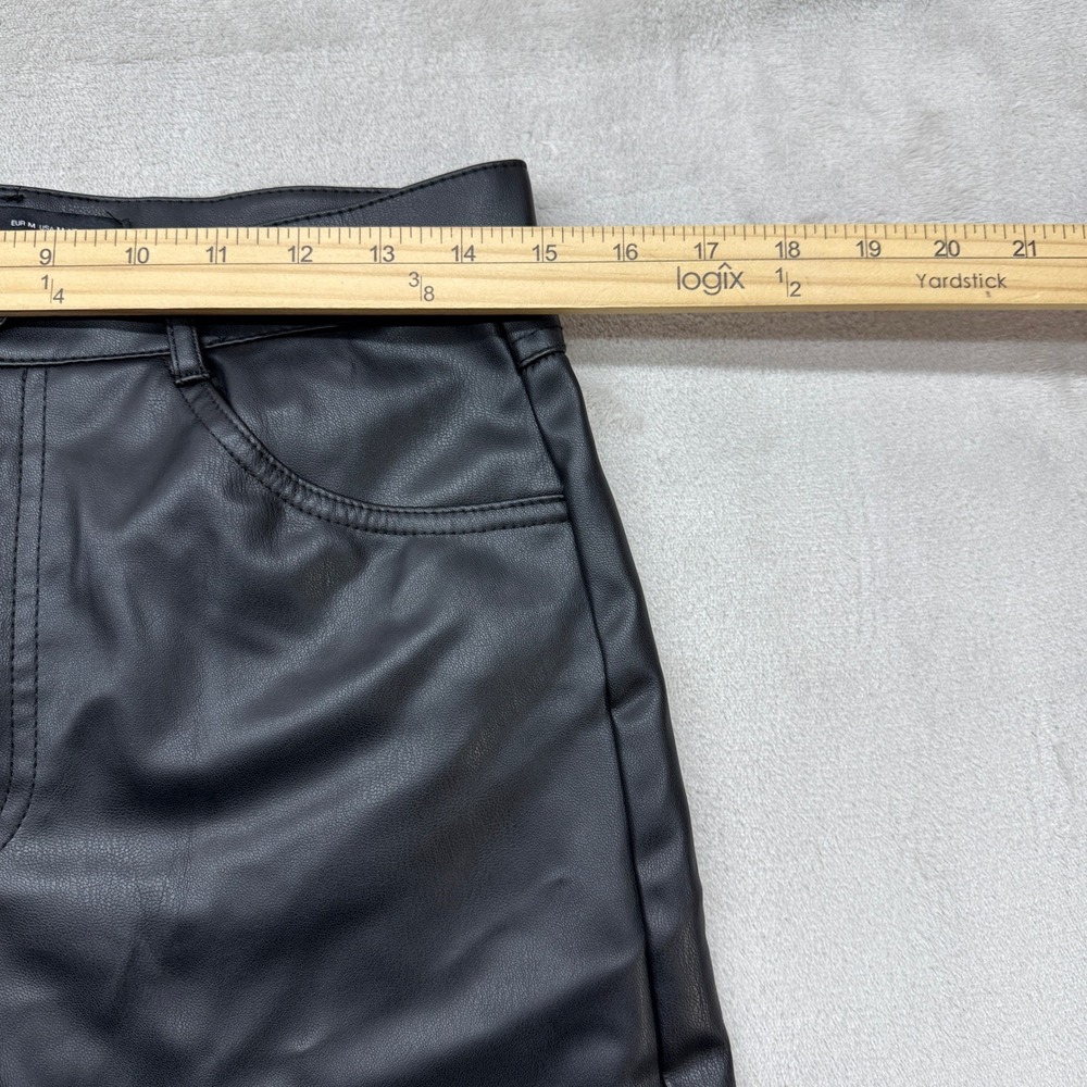 Zara Pants Women's Medium Faux Leather Black High Waisted Straight Leg Edgy Chic - Picture 11 of 12